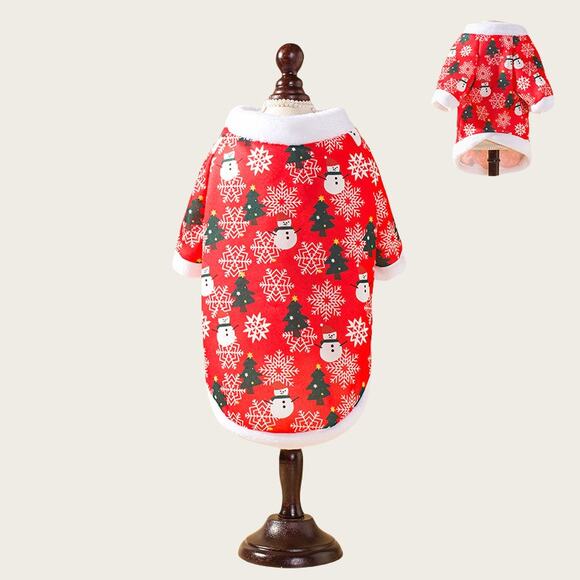 Christmas Snowflake Print Costume Dog/Cat Suit Warm Coat Animal Pet Clothes - Picture 6 of 10